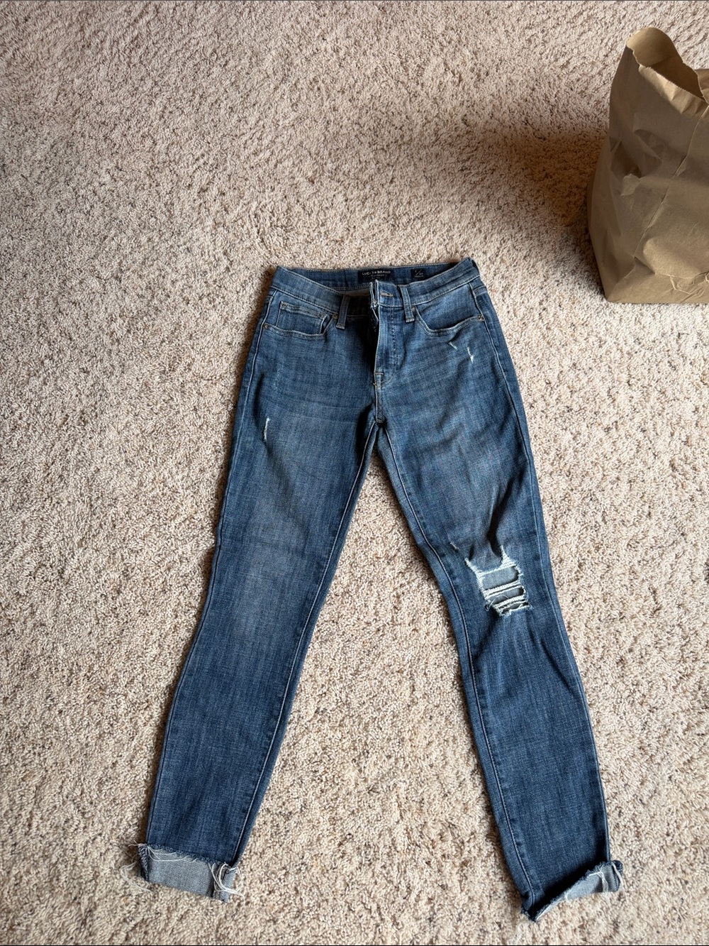 Lucky Brand Dark Blue Skinny Jeans with Knee Rips